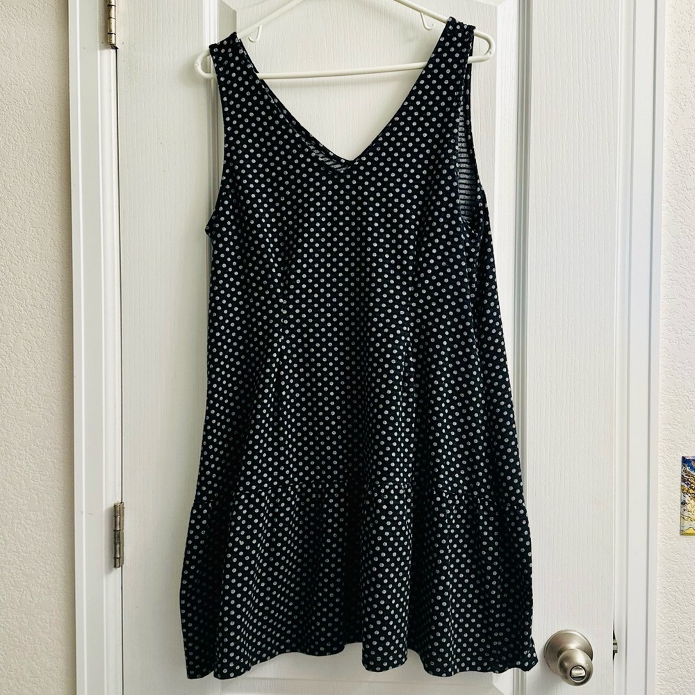 Loft Polka Dot Black and White Sleeveless Dress